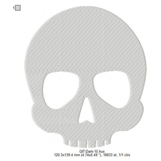 Skull Silhouette Halloween Glow In The Dark Machine Embroidery Digitized Design Files