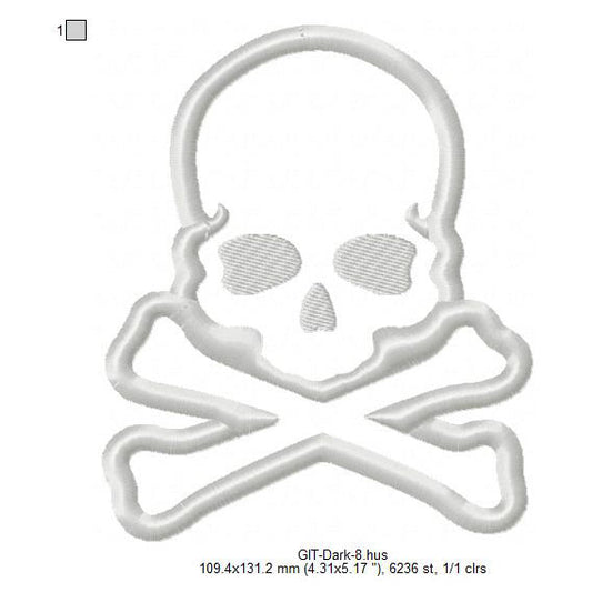 Skull Line Art Glow In The Dark Machine Embroidery Digitized Design Files