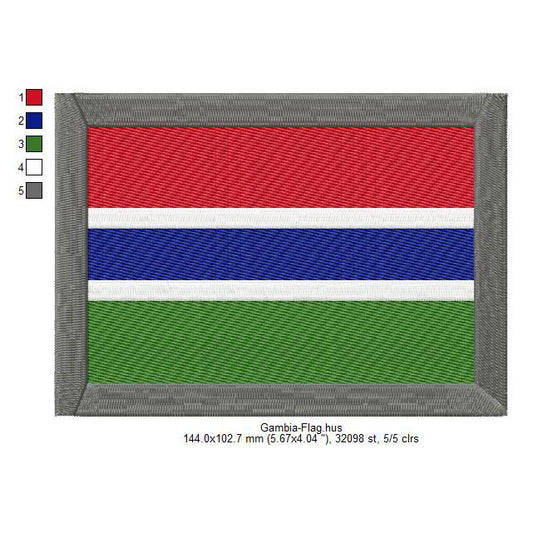 Gambia Flag Gambian Machine Embroidery Digitized Design Files | Dst | Pes | Hus | VP3