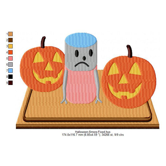 Halloween Smore Marshmallow Cartoon Machine Embroidery Digitized Design Files