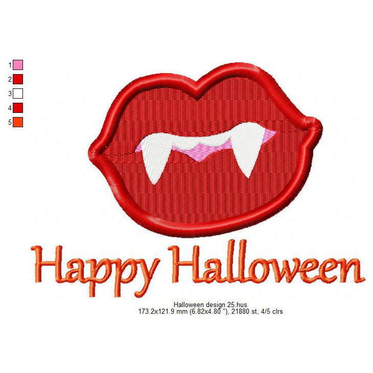 Halloween Vampire Dracula Like Monster Machine Embroidery Digitized Design Files