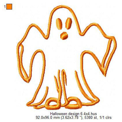 Halloween Ghost Line Art Symbols Machine Embroidery Digitized Design Files