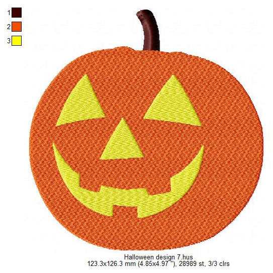 Halloween Ghost Pumpkin Symbols Machine Embroidery Digitized Design Files