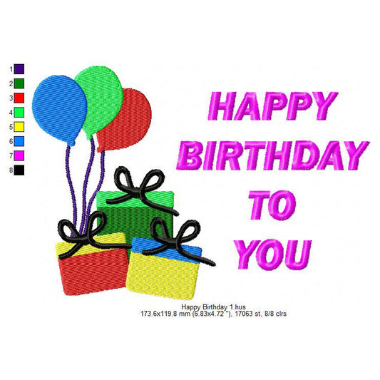 Happy Birthday Wishing Machine Embroidery Digitized Design Files