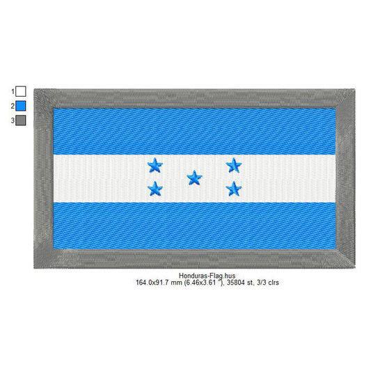 Honduras Flag Honduran Machine Embroidery Digitized Design Files | Dst | Pes | Hus | VP3