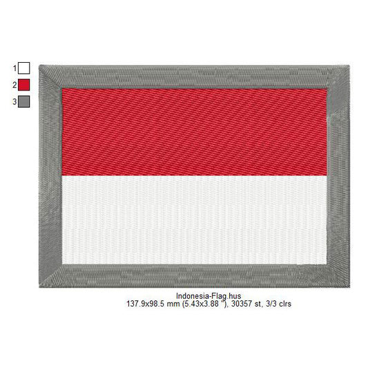 Indonesia Flag Indonesian Machine Embroidery Digitized Design Files | Dst | Pes | Hus | VP3