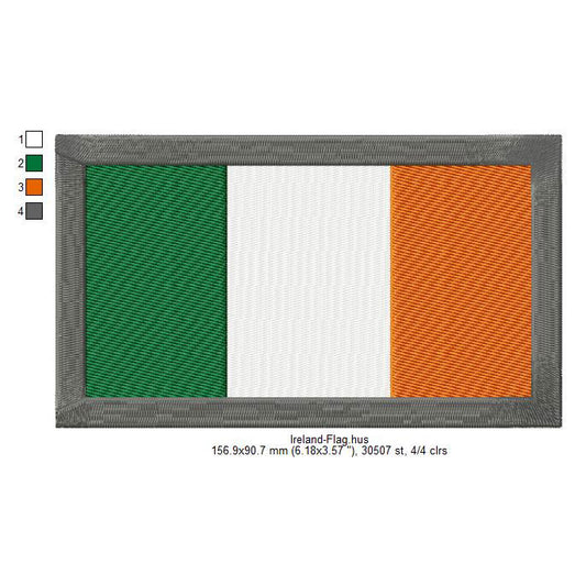 Ireland Flag Irish Machine Embroidery Digitized Design Files | Dst | Pes | Hus | VP3