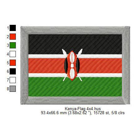 Kenya Flag Machine Embroidery Digitized Design Files | Dst | Pes | Hus | VP3