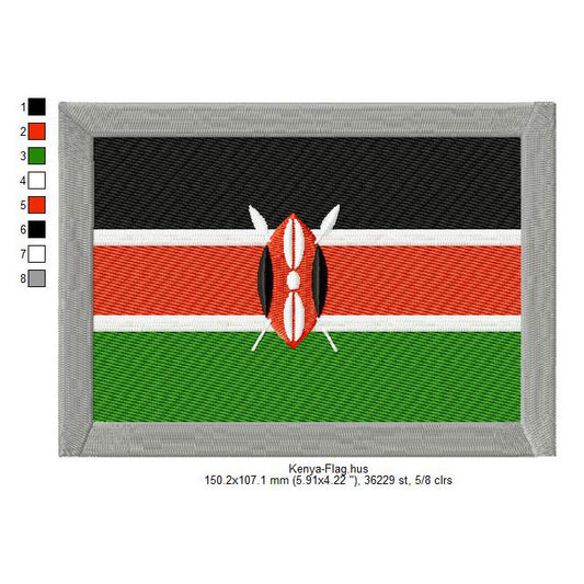 Kenya Flag Machine Embroidery Digitized Design Files | Dst | Pes | Hus | VP3