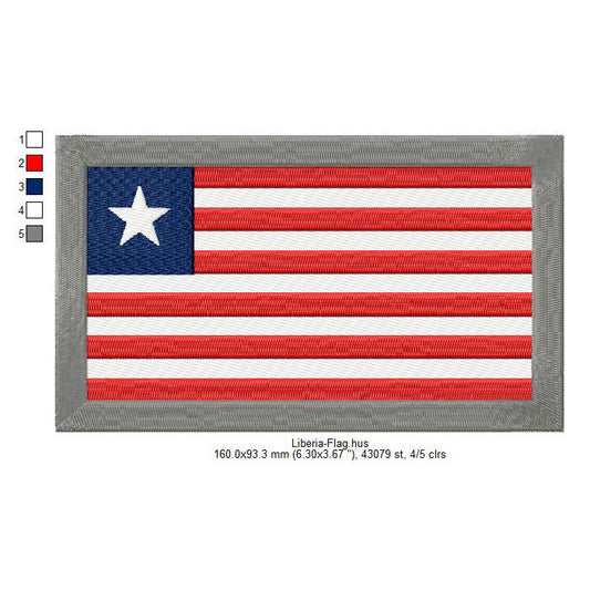 Liberia Flag Liberian Machine Embroidery Digitized Design Files | Dst | Pes | Hus | VP3