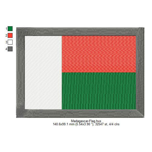 Madagascar Flag Malagasy Machine Embroidery Digitized Design Files | Dst | Pes | Hus | VP3