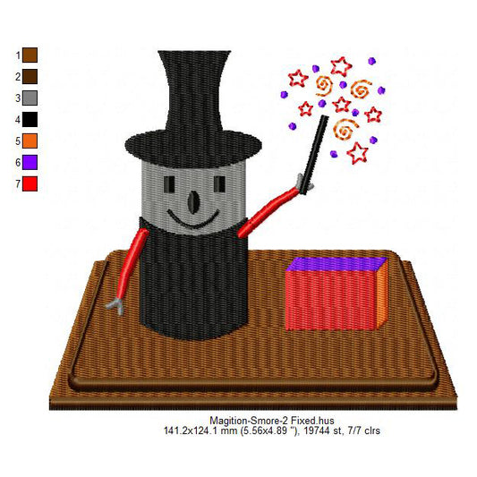 Magician Smore Marshmallow Cartoon Machine Embroidery Digitized Design Files