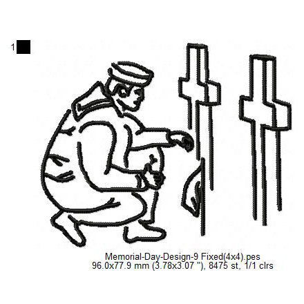 Give Flower to the Dead Soldiers Graveyard Memorial Day May 26 Machine Embroidery Designs