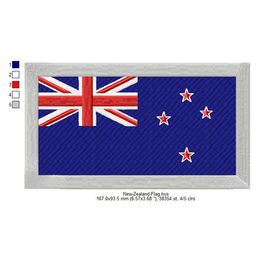 New Zealand Flag New Zealanders Machine Embroidery Digitized Design Files | Dst | Pes