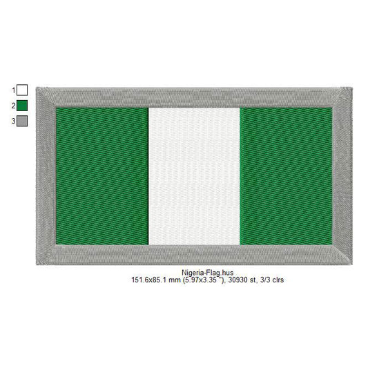 Nigeria Flag Nigerian Machine Embroidery Digitized Design Files | Dst | Pes | Hus | VP3