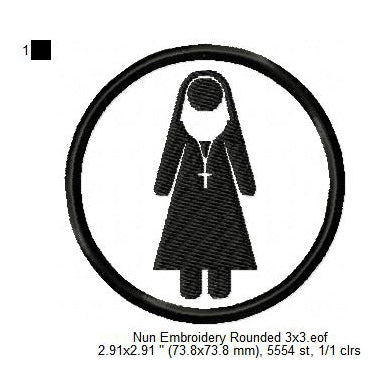 Nun Silhouette Shadow Machine Embroidery Digitized Design Files