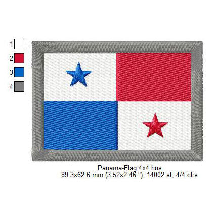 Panama Flag Panamanians Machine Embroidery Digitized Design Files | Dst | Pes | Hus | VP3