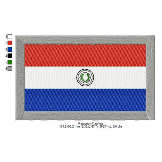 Paraguay Flag Paraguayan Machine Embroidery Digitized Design Files | Dst | Pes | Hus | VP3