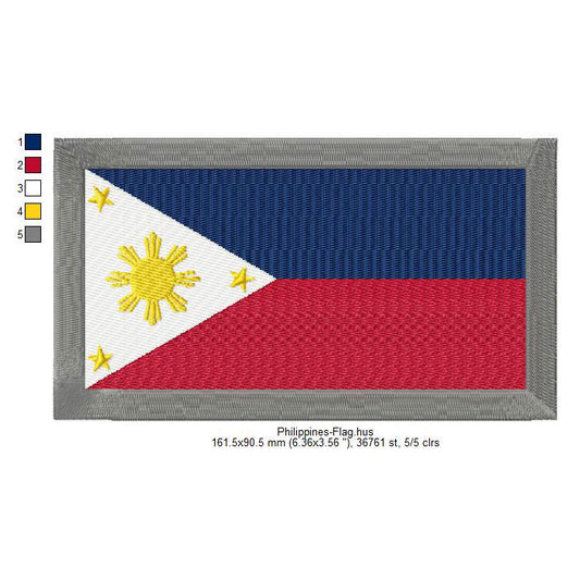 Philippines Flag Filipinos Machine Embroidery Digitized Design Files | Dst | Pes | Hus | VP3