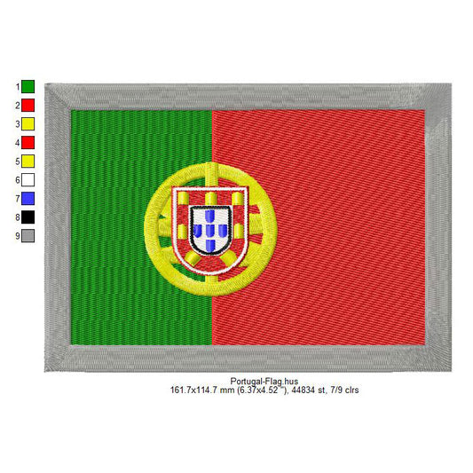 Portugal Flag Portuguese Machine Embroidery Digitized Design Files | Dst | Pes | Hus | VP3