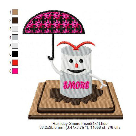 Rainiday Smore Marshmallow Cartoon Machine Embroidery Digitized Design Files