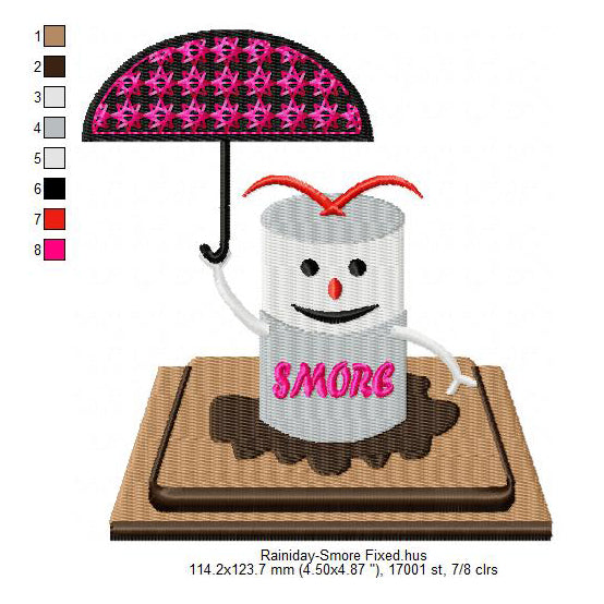 Rainiday Smore Marshmallow Cartoon Machine Embroidery Digitized Design Files