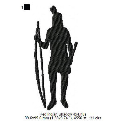 Red Indian Shadow Silhouette Machine Embroidery Digitized Design Files