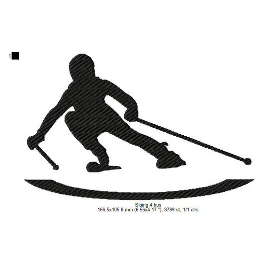 Winter Skiing Snowboarding Silhouette Machine Embroidery Digitized Design Files