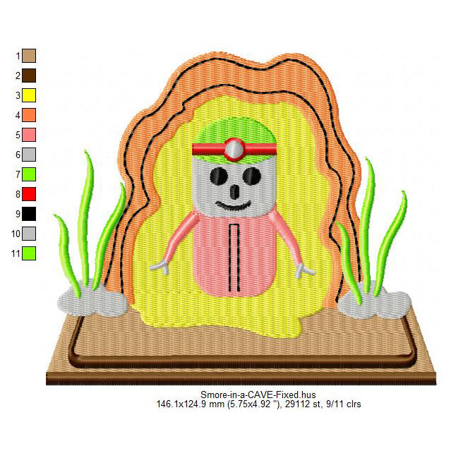 Spelunker Smore Marshmallow Cartoon Machine Embroidery Digitized Design Files