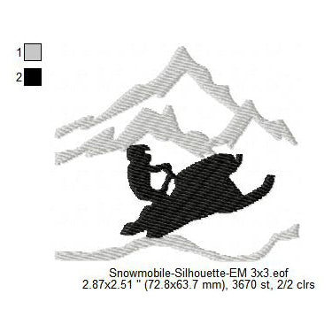 Snowmobile Ski-Doo Sled Snow Scooter Silhouette Machine Embroidery Digitized Design Files