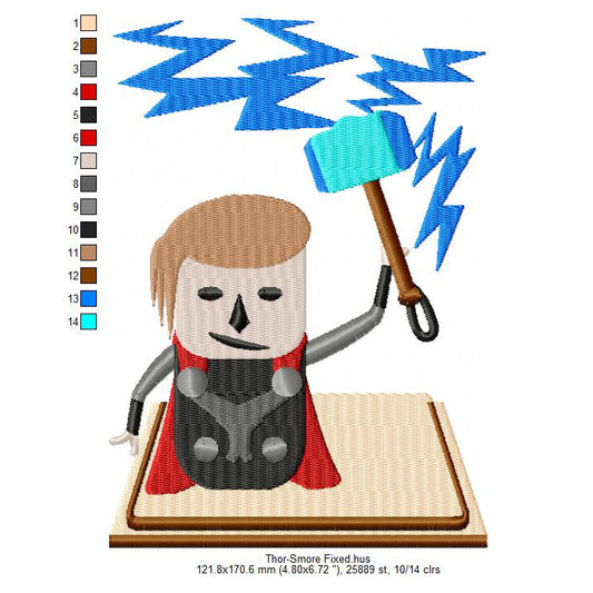 Thor Smore Marshmallow Cartoon Machine Embroidery Digitized Design Files