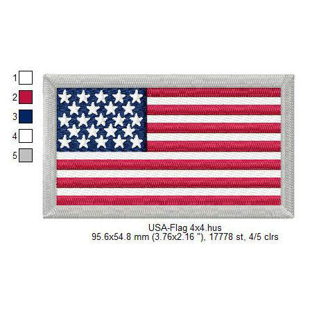 USA Flag American Machine Embroidery Digitized Design Files | Dst | Pes | Hus | VP3