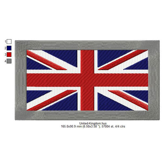 United Kingdom UK Flag British Machine Embroidery Digitized Design Files | Dst | Pes | Hus | VP3