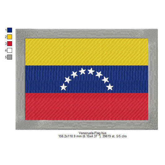 Venezuela Flag Venezuelan Machine Embroidery Digitized Design Files | Dst | Pes | Hus | VP3